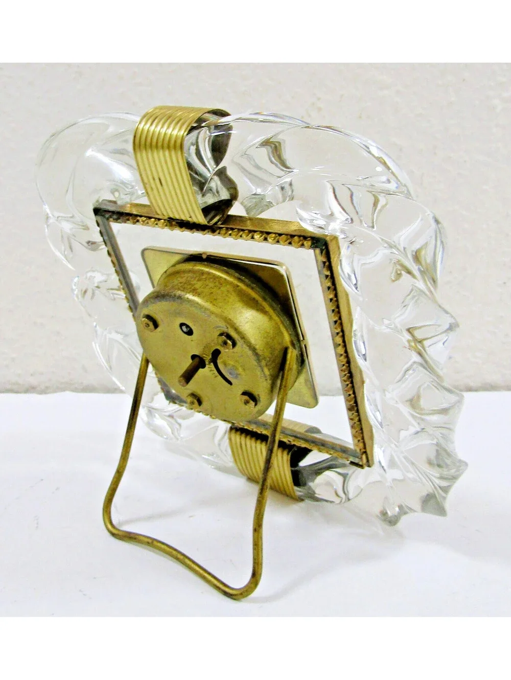 1940s New Haven Venini Twisted Glass  and Brass Desk Clock